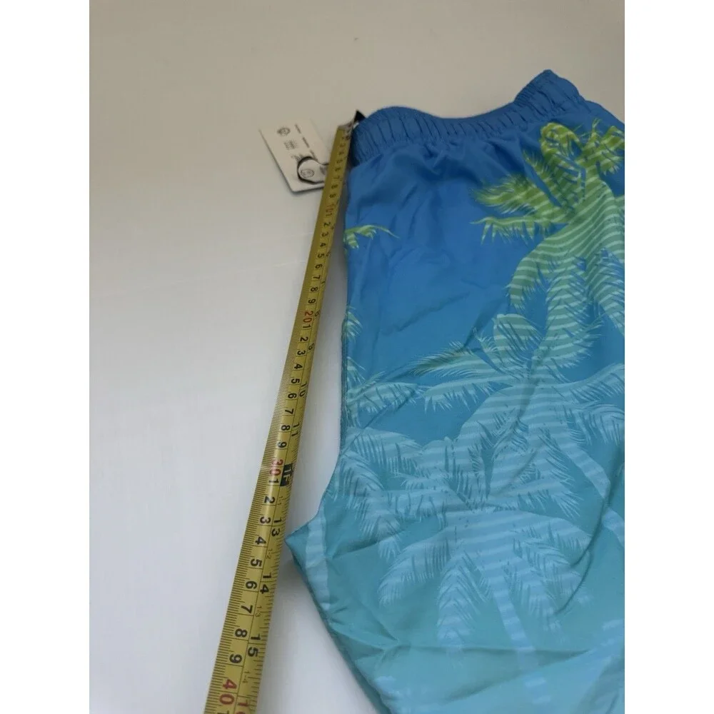 NWT Cozople Men’s Swim Trunks Blue Palm Tree Print Quick Dry Shorts Size M NWT